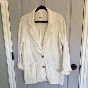 Aerie Off-White Blazer with Wooden Buttons
